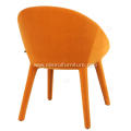 Italian minimalist orange genuine leather single chairs